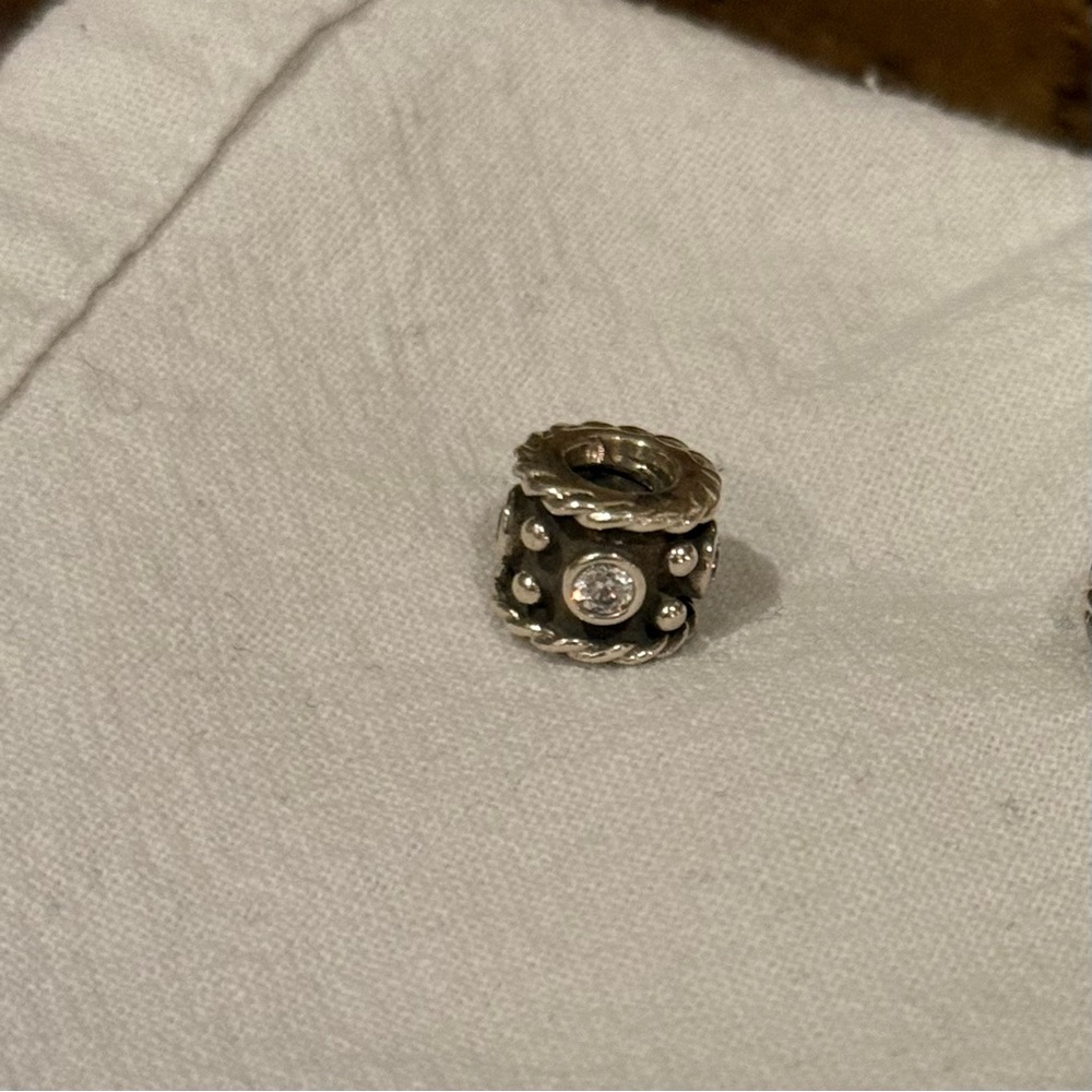 Authentic Pandora Sterling Silver Oxy Crown Oxidized Charm with Cubic Zirconia